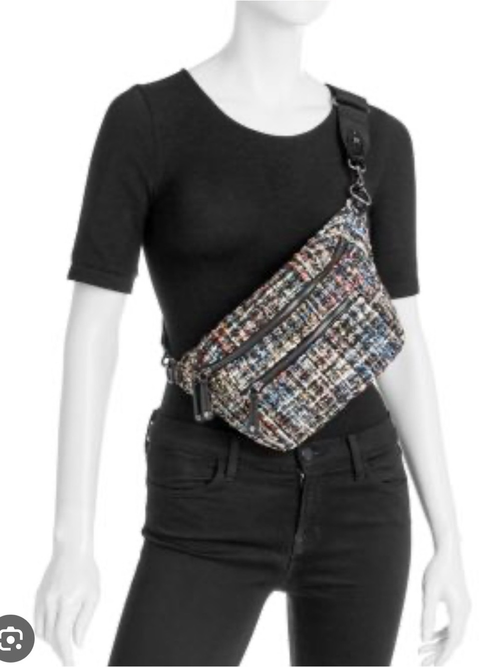 MZ Wallace midnight sparkle tweed boucle small Crosby sling